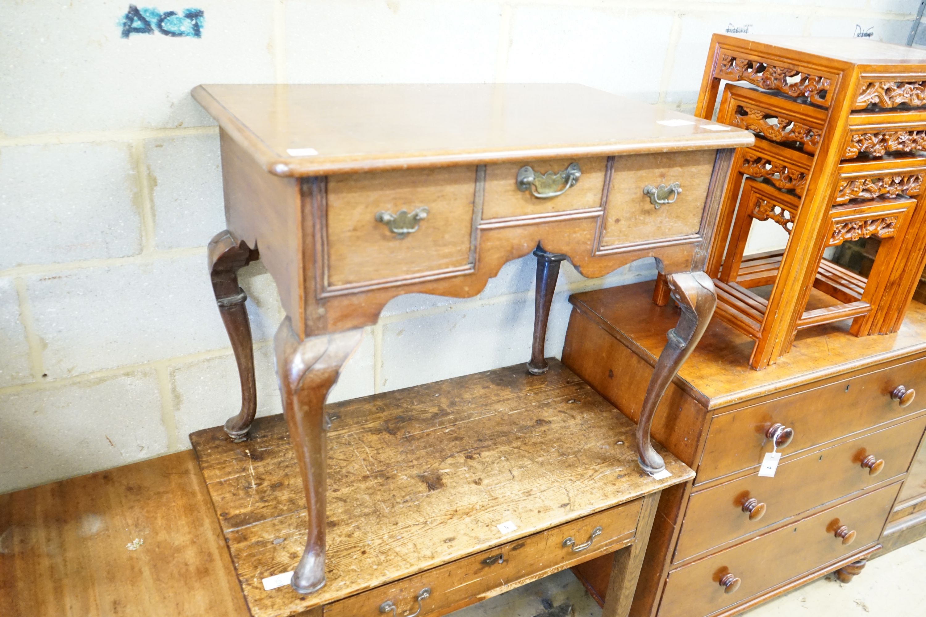 A George III walnut lowboy, width 80cm, depth 51cm, height 70cm